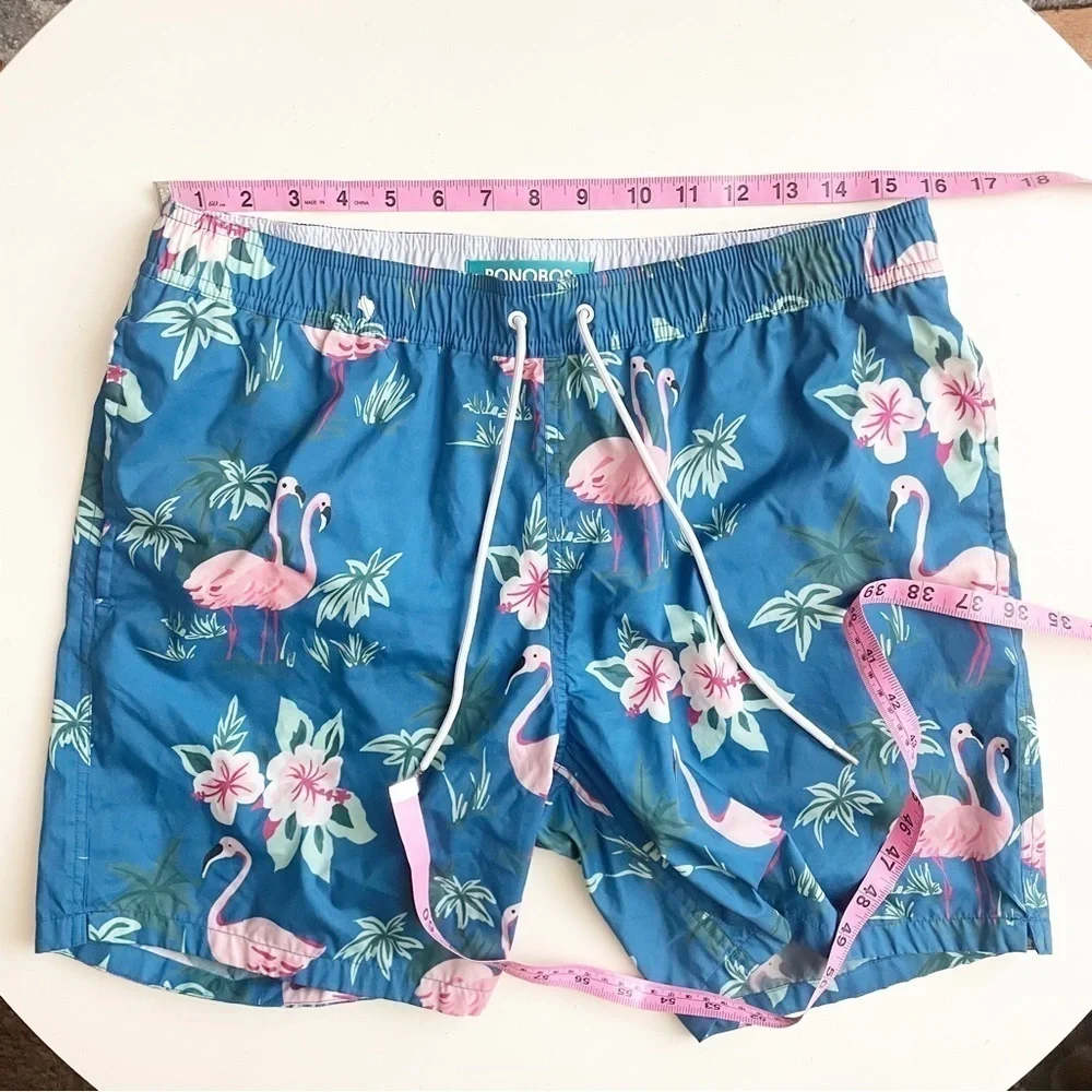 Bonobos 7” Flamingo Print Swim Trunks Men’s Size Medium